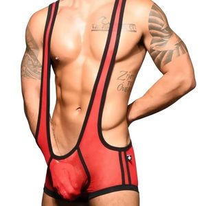 Red Shear Singlet Polyamide Andrew Christian